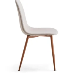 Anna spisebordsstol - beige tekstil med egelook