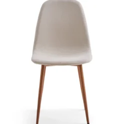 Anna spisebordsstol - beige tekstil med egelook