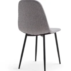 Anna spisebordsstol - Grå tekstil med sorte ben