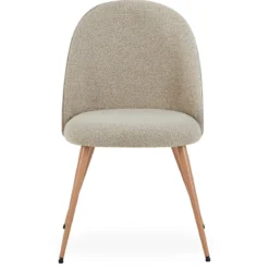 Annika spisebordsstol - Beige boucle stof med ben i egetræslook