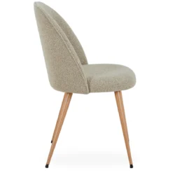 Annika spisebordsstol - Beige boucle stof med ben i egetræslook