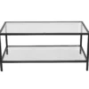 Bianca sort sofabord metalstel og glas - 100x50x40 cm