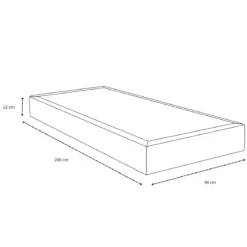 Boxmadras seng i beige 90x200 cm med 4 cm topmadras i PU-skum ekskl. ben