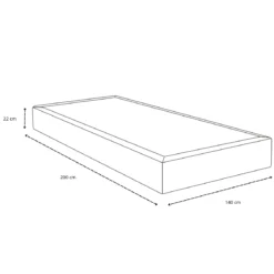 Boxmadras seng i beige 140x200 cm med 4 cm topmadras i PU-skum ekskl. ben