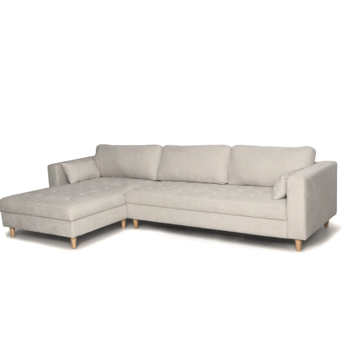 Brandy - Højrevendt og venstrevendt vendbar chaiselong sofa beige - L: 290 x D: 96 x H: 80 cm