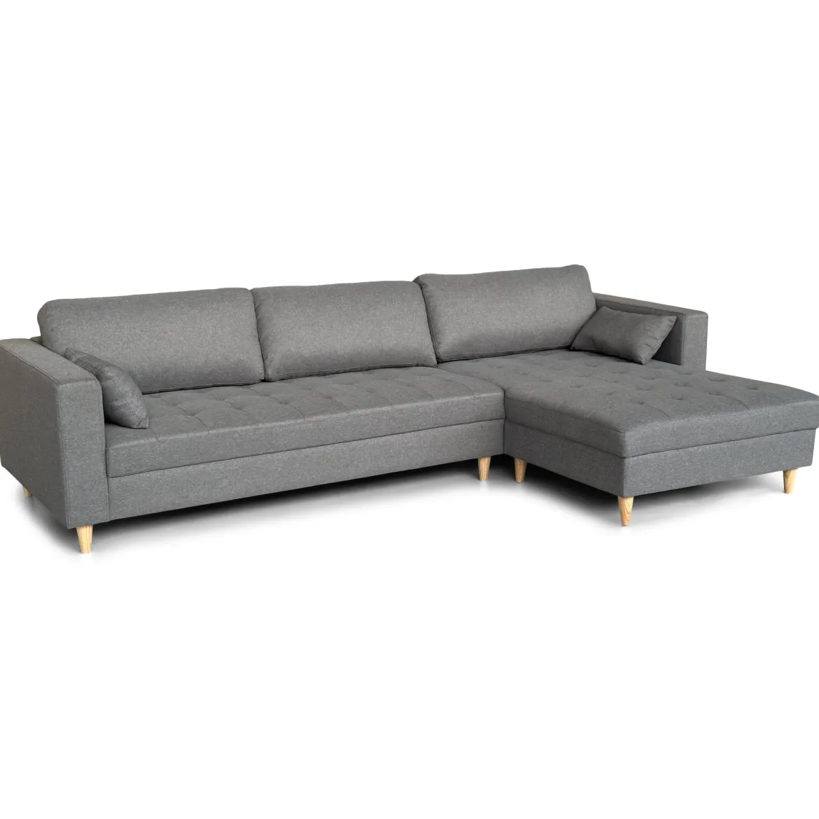 Brandy - Højrevendt og venstrevendt vendbar chaiselong sofa grå - L: 290 x D: 96 x H: 80 cm