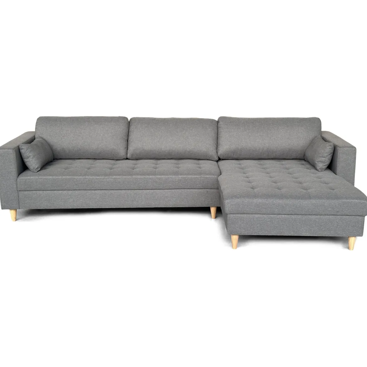 Brandy - Højrevendt og venstrevendt vendbar chaiselong sofa grå - L: 290 x D: 96 x H: 80 cm