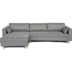 Brandy - Højrevendt og venstrevendt vendbar chaiselong sofa grå - L: 290 x D: 96 x H: 80 cm