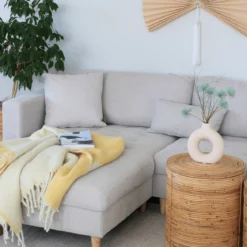 Brandy - højrevendt u-sofa i beige med chaiselong - L: 366 x D: 211 x H: 80 cm