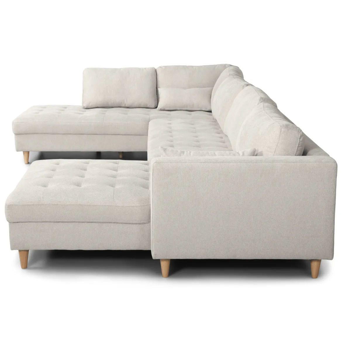 Brandy - højrevendt u-sofa i beige med chaiselong - L: 366 x D: 211 x H: 80 cm