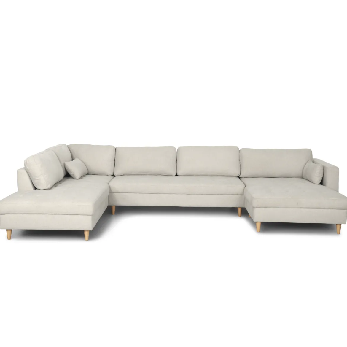 Brandy - højrevendt u-sofa i beige med chaiselong - L: 366 x D: 211 x H: 80 cm