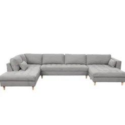Brandy - højrevendt u-sofa i grå med chaiselong - L: 366 x D: 211 x H: 80 cm