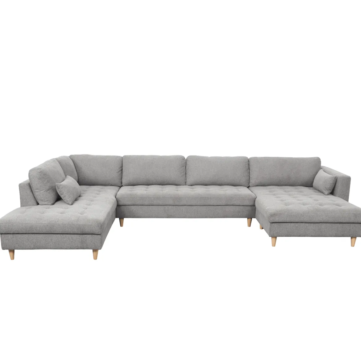 Brandy - højrevendt u-sofa i grå med chaiselong - L: 366 x D: 211 x H: 80 cm