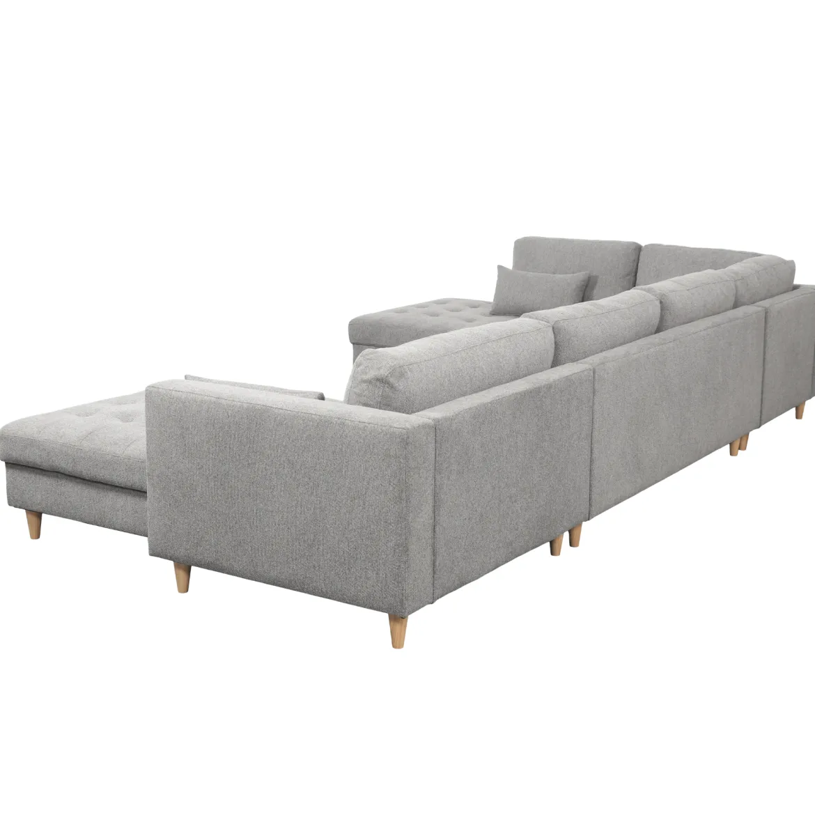Brandy - højrevendt u-sofa i grå med chaiselong - L: 366 x D: 211 x H: 80 cm