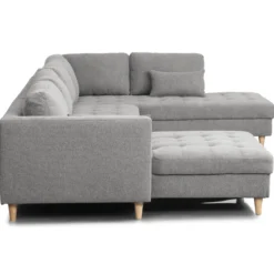 Brandy - venstrevendt u-sofa i grå med chaiselong - L: 366 x D: 211 x H: 80 cm
