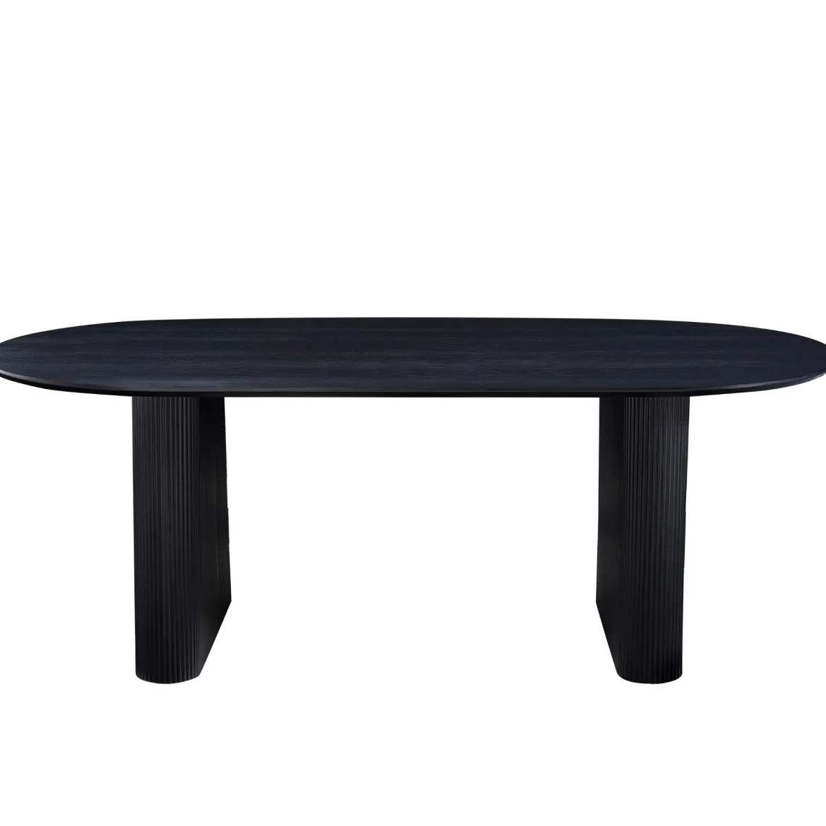 Carisma sort ovalt lamel spisebord 200 x 100 cm med søjleben