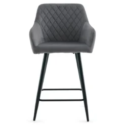 Carlo - barstol grå velour med armlæn 65 cm