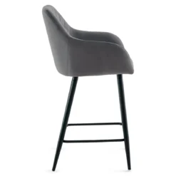 Carlo - barstol grå velour med armlæn 65 cm
