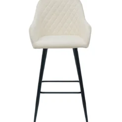 Carlo barstol - hvidt boucle med armlæn 65 cm