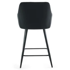 Carlo - barstol sort velour med armlæn 65 cm