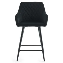 Carlo - barstol sort velour med armlæn 65 cm