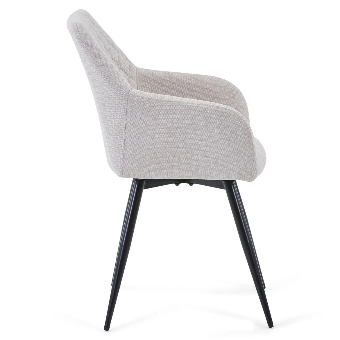 Carlo spisebordsstol - Beige polstret med drejefunktion 360 grader