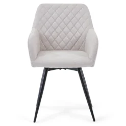 Carlo spisebordsstol - Beige polstret med drejefunktion 360 grader