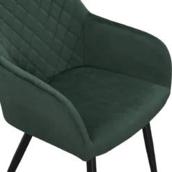 Carlo spisebordsstol - Grøn velour med armlæn