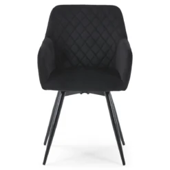 Carlo spisebordsstol - Sort velour med drejefunktion 360 grader
