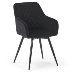 Carlo spisebordsstol - Sort velour med drejefunktion 360 grader