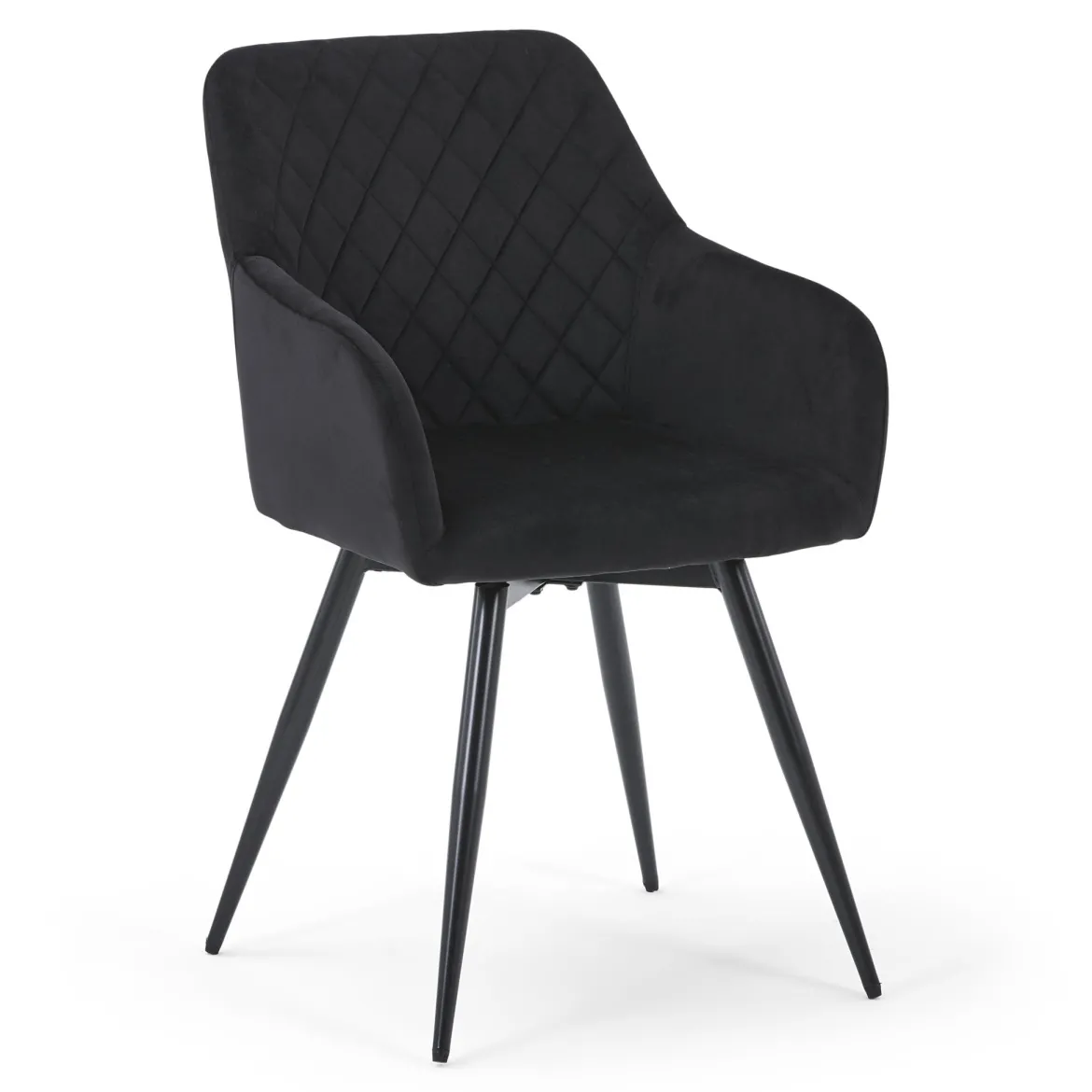 Carlo spisebordsstol - Sort velour med drejefunktion 360 grader