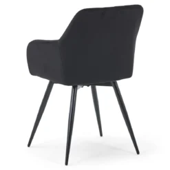 Carlo spisebordsstol - Sort velour med drejefunktion 360 grader