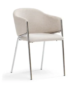 Carolina spisebordsstol i beige tekstil med chrome ben