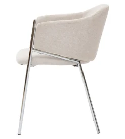 Carolina spisebordsstol i beige tekstil med chrome ben