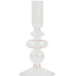 Chicka lysestage glas lyserød 21 cm