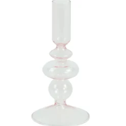 Chicka lysestage glas lyserød 21 cm