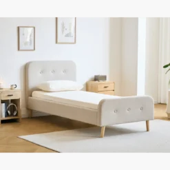 Christian seng i beige 90x200 cm inkl. sengelameller og madrasser