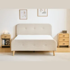Christian seng i beige 180x200 cm inkl. sengelameller og madrasser