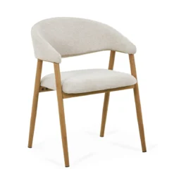 Ebba spisebordsstol - Beige tekstil med ben i egelook