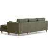 Ellis - Højrevendt og venstrevendt vendbar chaiselong sofa grøn fløjl - L: 215 x D: 82 x H: 78 cm