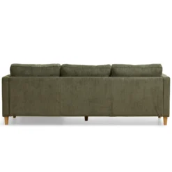 Ellis - Højrevendt og venstrevendt vendbar chaiselong sofa grøn fløjl - L: 215 x D: 82 x H: 78 cm