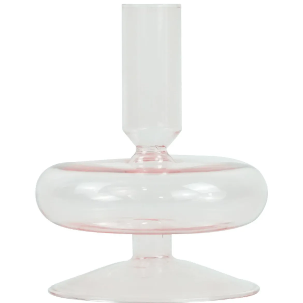 Elly glas lysestage lyserød 12 cm