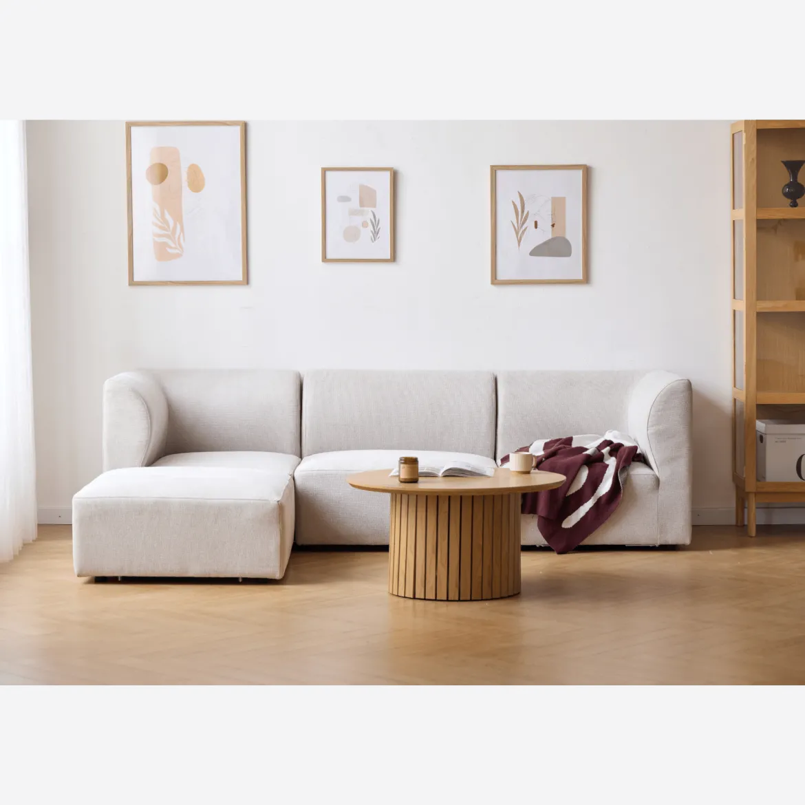 Emilia modulsofa i beige med 3 moduler L: 243 x D: 79 cm x H: 72 cm