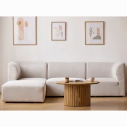 Emilia modulsofa i beige 3 moduler højre- og venstrevendt chaiselong L: 243 X D: 158 X H: 72 cm