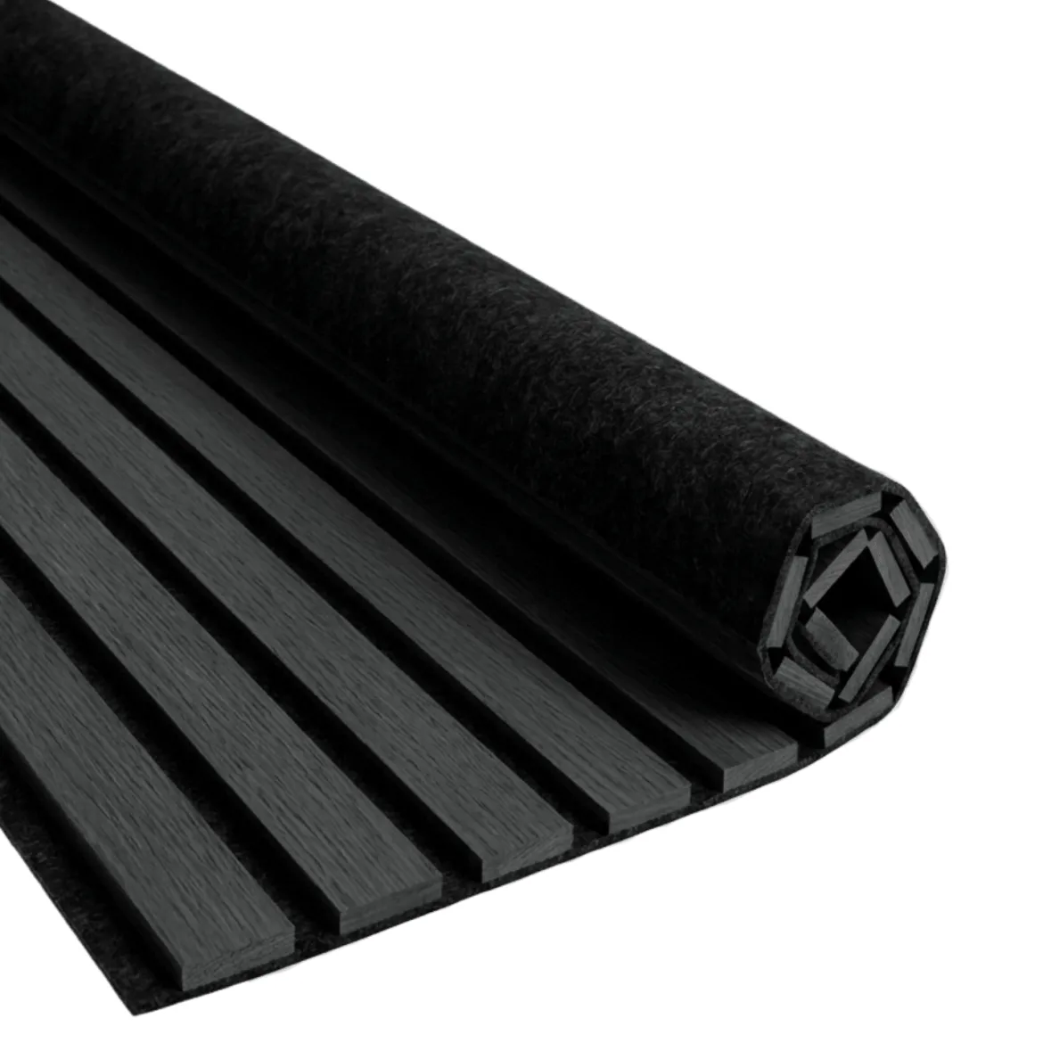 Fleksibel akustikpanel i sort egetræsfiner 2400x520x18 mm