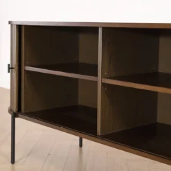 Florence jalousi skab med lameller i røget eg 160x45x75 cm