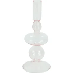 Gracie glas lysestage lyserød 18 cm