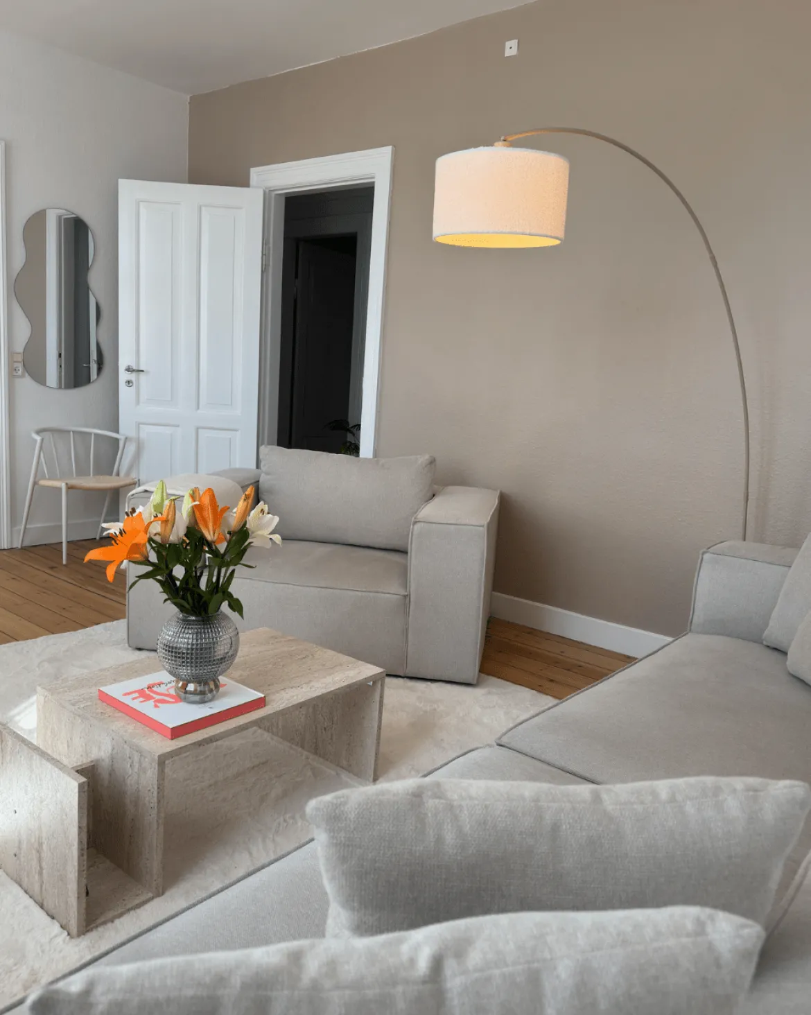 Hailey - Hjørnesofa modulsofa i beige med 4 moduler (Opstilling 1) L: 368 X D: 247 X H: 65 cm