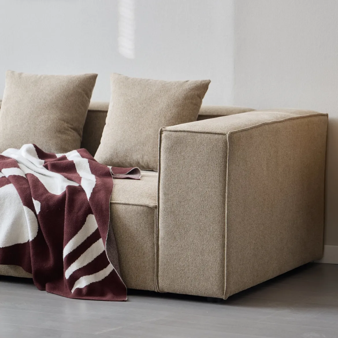 Hailey - Hjørnesofa modulsofa i sand med 4 moduler (Opstilling 2) L: 368 X D: 247 X H: 65 Cm