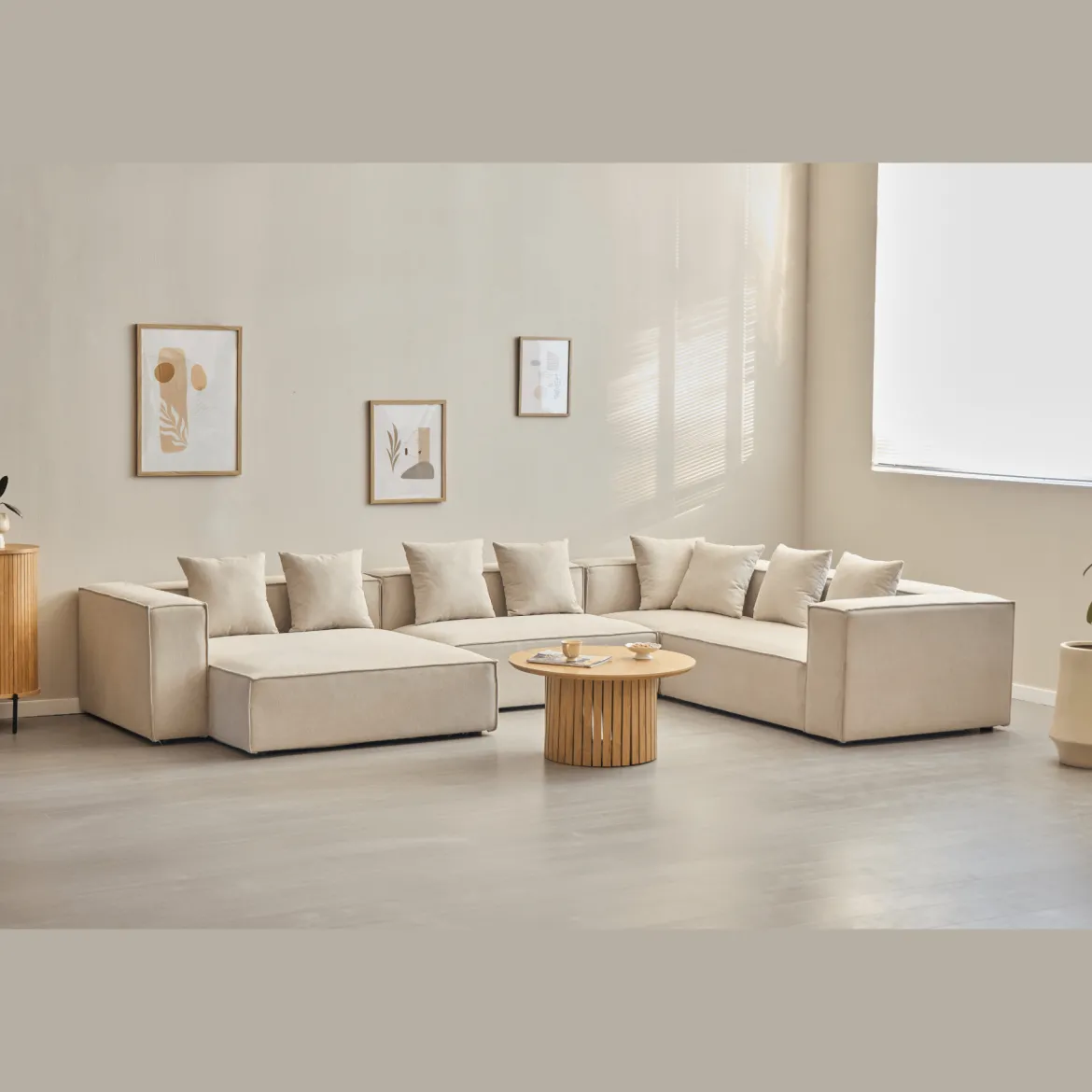 Hailey - Hjørnesofa modulsofa i beige med 4 moduler (Opstilling 2) L: 368 X D: 247 X H: 65 Cm